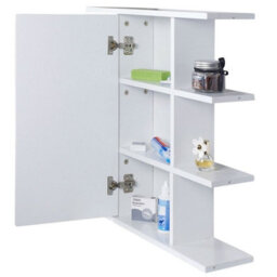Urbn-Living Urbnliving Height 60Cm Wooden Wall White Bathroom Storage Cabinet With Mirror And 1 Single Door - thumbnail 4