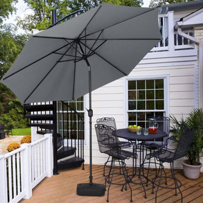 Living And Home 3M Large Rotating Garden Parasol Outdoor Beach Umbrella Patio Sun Shade Crank Tilt With Square Base, Dark Grey - image 1