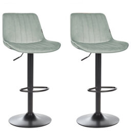 Beliani Set Of 2 Bar Chairs Dubrovnik Velvet Swivel Mint Green - thumbnail 1