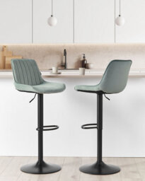 Beliani Set Of 2 Bar Chairs Dubrovnik Velvet Swivel Mint Green - thumbnail 2