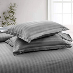 Ameha Stripe Duvet Set With Pillowcase Reversible Bedding & Breathable Microfiber Quilt Cover Grey Single Size 135X200Cm - thumbnail 4