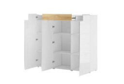 Arte Sleek Toledo 76 Sideboard Cabinet 1470mm In White Gloss & San Remo Oak - Modern Elegance H1310mm D390mm - thumbnail 2