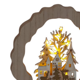 Snowtime Wooden Christmas Decoration Light Up Led Deer Village Scene Ornament 22Cm - thumbnail 4