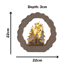 Snowtime Wooden Christmas Decoration Light Up Led Deer Village Scene Ornament 22Cm - thumbnail 8