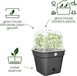 Elho Green Basics Square All  In 1 Recycled Plastic Growpot 35Cm Living Black - thumbnail 2