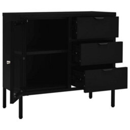 Berkfield Sideboard Black 75X35X70 Cm Steel And Tempered Glass - thumbnail 6