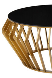Orsina Spacious Gold Round Coffee Table With Black Glass, Modern Gold Finished Table, Luxurious Black Coffee Table - thumbnail 3