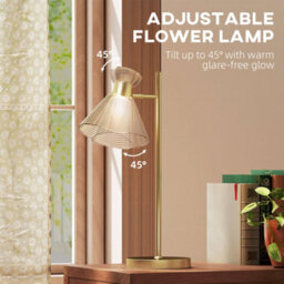 Homcom Table Lamp With Adjustable Head, Modern Bedside Lamp, Gold Tone - thumbnail 4