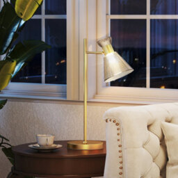 Homcom Table Lamp With Adjustable Head, Modern Bedside Lamp, Gold Tone - thumbnail 7