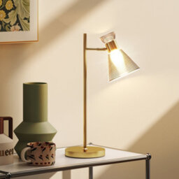 Homcom Table Lamp With Adjustable Head, Modern Bedside Lamp, Gold Tone - thumbnail 6