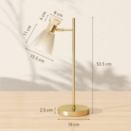 Homcom Table Lamp With Adjustable Head, Modern Bedside Lamp, Gold Tone - thumbnail 3