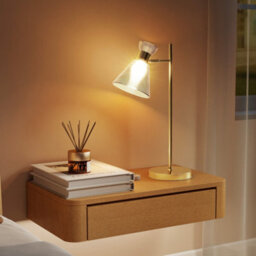 Homcom Table Lamp With Adjustable Head, Modern Bedside Lamp, Gold Tone - thumbnail 9