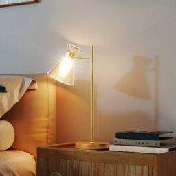 Homcom Table Lamp With Adjustable Head, Modern Bedside Lamp, Gold Tone - thumbnail 8