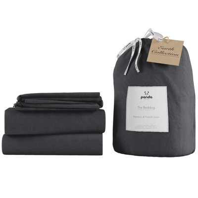 panda London Bamboo & French Linen Complete Bedding Set Slate Grey - image 1