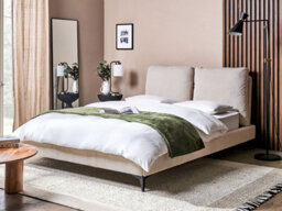Beliani Bed Corduroy Melle 140 X 200 Cm (Eu Double) Light Beige - thumbnail 2
