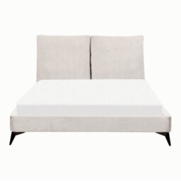 Beliani Bed Corduroy Melle 140 X 200 Cm (Eu Double) Light Beige - thumbnail 5