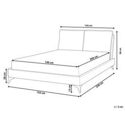 Beliani Bed Corduroy Melle 140 X 200 Cm (Eu Double) Light Beige - thumbnail 3