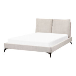 Beliani Bed Corduroy Melle 140 X 200 Cm (Eu Double) Light Beige - thumbnail 4
