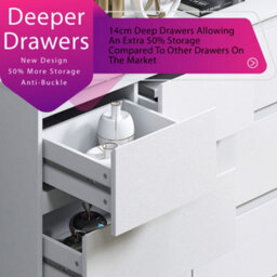 Fwstyle Stora White 7 Drawer Merchant Chest (H) 86Cm (W) 106Cm (D) 40Cm Extra Deep Drawers - thumbnail 5
