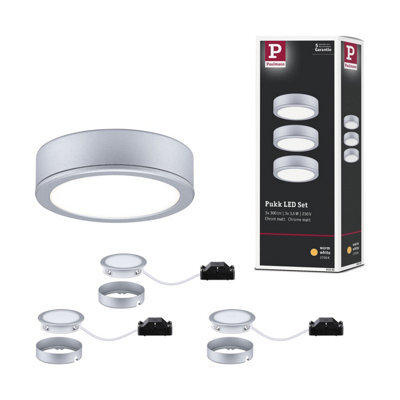 Paulmann 93092 Led Furniture Luminaire Set Pukk Round Incl. 3X3.5W Cabinet Light Chrome Matt Plastic 2700K - image 1
