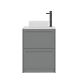 Royal Bathrooms Royal Bathroom Elmore 600mm Matt Pebble Grey Freestanding Bathroom Vanity Unit 2 Drawer Plain White Worktop With Round Basin - thumbnail 7
