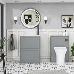 Royal Bathrooms Royal Bathroom Elmore 600mm Matt Pebble Grey Freestanding Bathroom Vanity Unit 2 Drawer Plain White Worktop With Round Basin - thumbnail 5