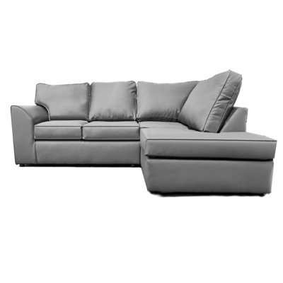 Furnishings For Less UK Danbury Leather 3 To 4 Seater L Shaped Corner Sofa Grey Right Hand Facing