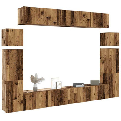 Berkfield 8 Piece Tv Cabinet Set Wall-Mounted Old Wood Engineered Wood - image 1