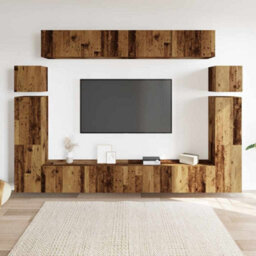 Berkfield 8 Piece Tv Cabinet Set Wall-Mounted Old Wood Engineered Wood - thumbnail 3
