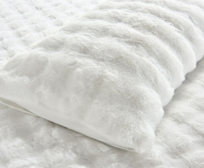 Homes & Linen White Teddy Square Cushion Cover 45X45Cm Ultra Soft Plush Cushion Cover Pack Of 4