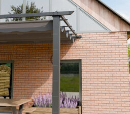 Aluminium Lean To Pergola Gazebo With Retractable Sunshade Canopy, Grey, 3.0X4.0M - thumbnail 3