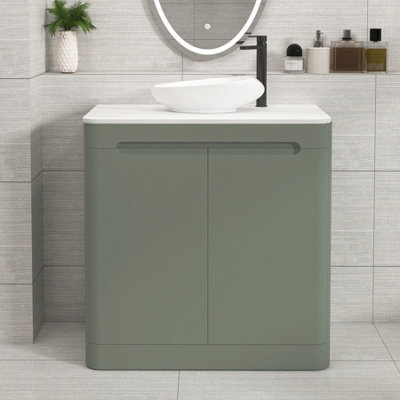 Royal Bathrooms Venice 800mm Sage Green Freestanding Bathroom Countertop Vanity Unit 2 Door With Nova Basin - image 1