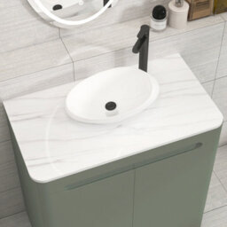 Royal Bathrooms Venice 800mm Sage Green Freestanding Bathroom Countertop Vanity Unit 2 Door With Nova Basin - thumbnail 6