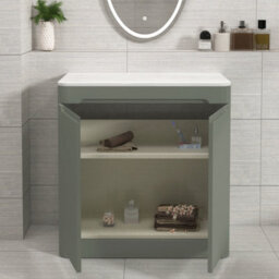 Royal Bathrooms Venice 800mm Sage Green Freestanding Bathroom Countertop Vanity Unit 2 Door With Nova Basin - thumbnail 5