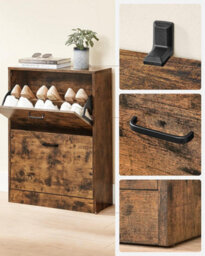 LEDREM Shoe Cabinet With 2 Flip Doors, Adjustable And Removable Divider, For 12 Pairs Of Shoes Or 8 Men's Shoes - thumbnail 6