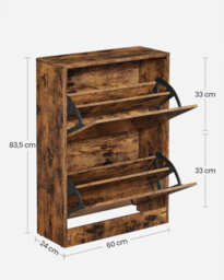 LEDREM Shoe Cabinet With 2 Flip Doors, Adjustable And Removable Divider, For 12 Pairs Of Shoes Or 8 Men's Shoes - thumbnail 2