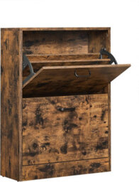 LEDREM Shoe Cabinet With 2 Flip Doors, Adjustable And Removable Divider, For 12 Pairs Of Shoes Or 8 Men's Shoes - thumbnail 7