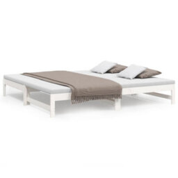 Berkfield Pull-Out Day Bed White 2X(100X200) Cm Solid Wood Pine - thumbnail 2