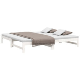 Berkfield Pull-Out Day Bed White 2X(100X200) Cm Solid Wood Pine - thumbnail 3