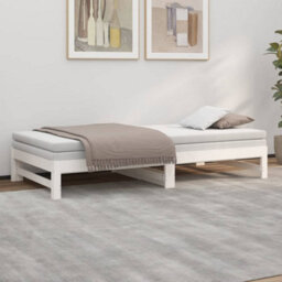 Berkfield Pull-Out Day Bed White 2X(100X200) Cm Solid Wood Pine - thumbnail 4