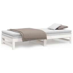Berkfield Pull-Out Day Bed White 2X(100X200) Cm Solid Wood Pine - thumbnail 5