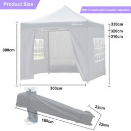 Gr8 Garden Commercial Grade Grey Pop Up Gazebo Waterproof Heavy Duty Market Stall Tent 3X3M - thumbnail 6