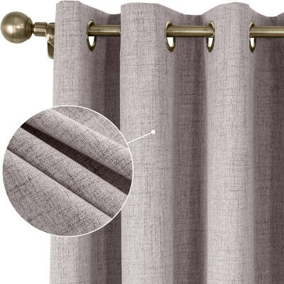 Moonlight Bedding Linen Texture 100%blackout Eyelet Curtain Pair Thermal Insulated Energy Efficient Curtains (Mocha,66''x72'') - image 1