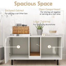 Large Hidden Cat Washroom Cat Litter Box Enclosure W/ Storage White - thumbnail 6