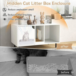 Large Hidden Cat Washroom Cat Litter Box Enclosure W/ Storage White - thumbnail 4