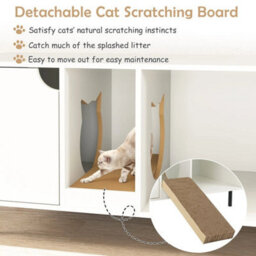 Large Hidden Cat Washroom Cat Litter Box Enclosure W/ Storage White - thumbnail 5