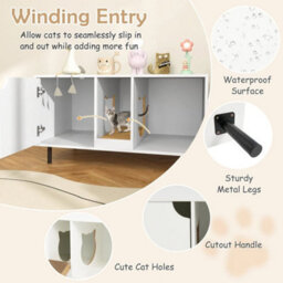 Large Hidden Cat Washroom Cat Litter Box Enclosure W/ Storage White - thumbnail 3