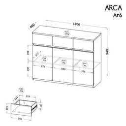 Arte Arca Ar6 Sideboard Cabinet 120Cm - Sleek And Functional, H940mm W1200mm D400mm In Arctic White - thumbnail 2