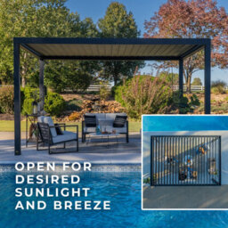 Backyard Discovery Sarasota Louvered Steel Outdoor Patio Pergola With Powerport 4.3M X 3M (14Ft X 10Ft) - thumbnail 3