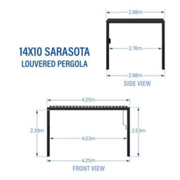 Backyard Discovery Sarasota Louvered Steel Outdoor Patio Pergola With Powerport 4.3M X 3M (14Ft X 10Ft) - thumbnail 7